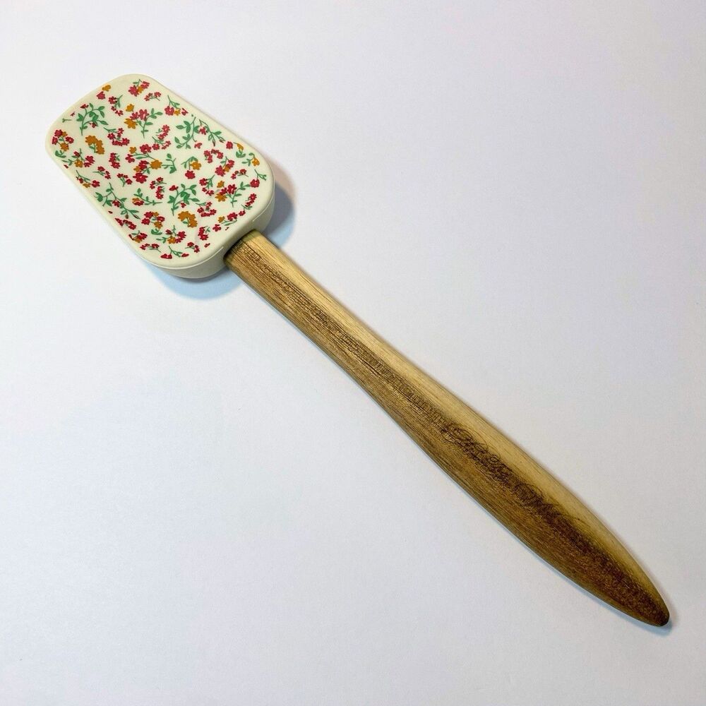 Pioneer Woman Flowered Silicone And Wooden Spatula